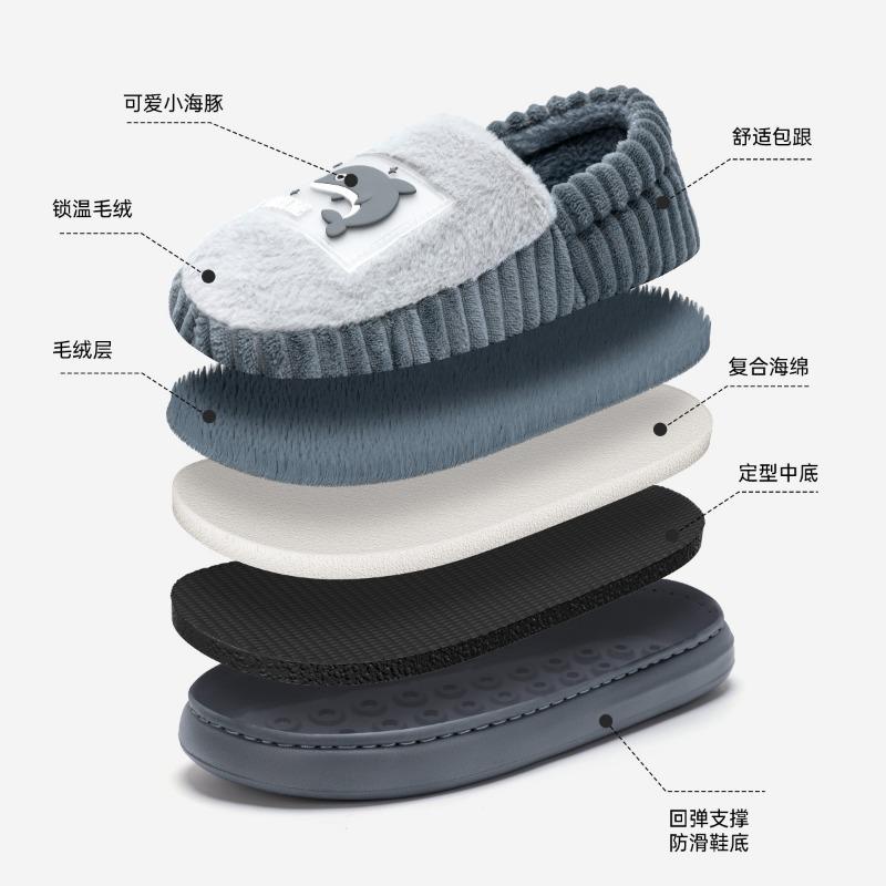 Winter cotton slippers men's warm autumn and winter indoor home thickened plush bag and plush slippers men's outer cotton shoes