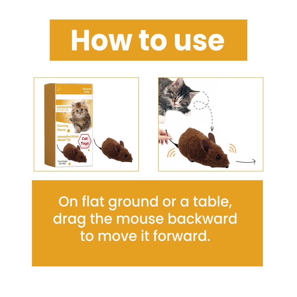 Simulationsmaus-Spielzeug für die Innenkatze, Katzenspielzeug mit quietschendem Ton, Pull&Back-Bewegungssimulations-Spielzeug in Mausform für den Innenbereich