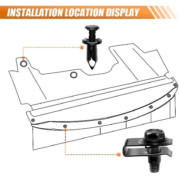 35PCS Engine Under Cover Splash Shield Guard Body Bolts, Body Panel Body Screws, Bumper Fenders Liner Push Retainer Fastener Rivet Clips, U-Nuts Kit