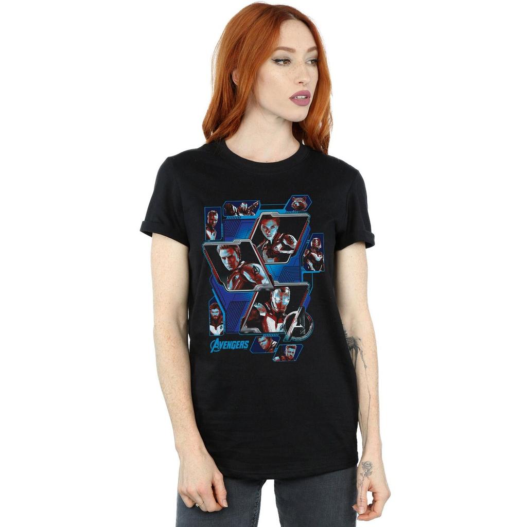 Marvel Womens/Ladies Avengers Endgame Hero Panels Cotton Boyfriend T-Shirt