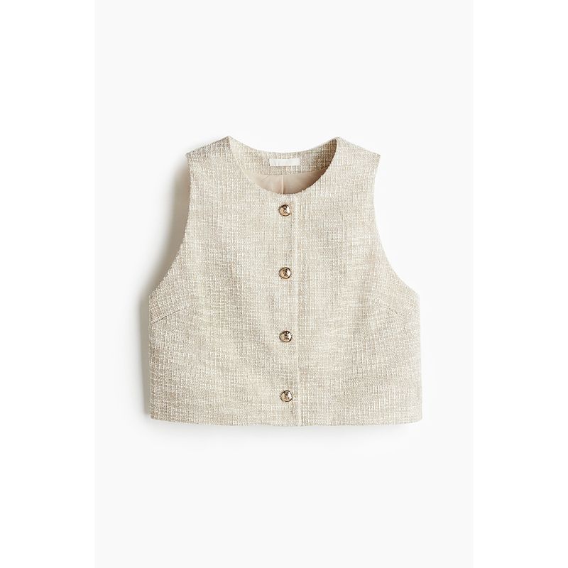 

HM Женская одежда 2025 Лето Новинка Петлевой велюровый трикотажный жилет 1277887