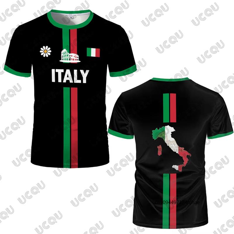 2026 New Italy Flag Print Football Jersey For Men Women T Shirt Summer Sports Quick-drying Training Tees Casual Kids/Adult Tops