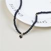 Elegant Black Pearl Necklace with Heart Pendant - Fashionable Clavicle Chain for Women