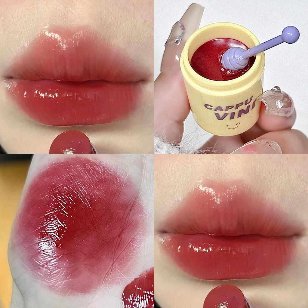 Cappuvini Nude Bean Paste Solid Lip Gloss: Moisturizing Milk Tea Color for Autumn/Winter