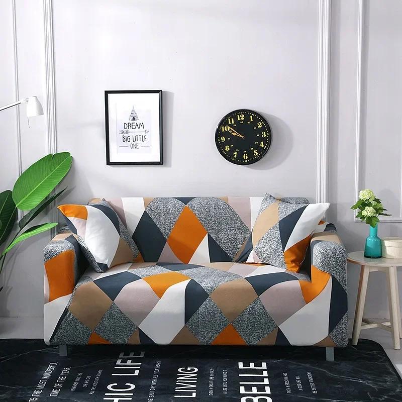 1PC Blumen bedruckte elastische Sofabezüge für Wohnzimmer Spandex Ecksofa-Schonbezüge Couchstuhlbezug 1/2/3/4 Sitzer Small