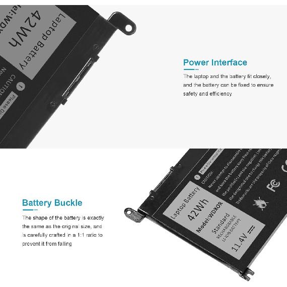 WDX0R 42Wh Laptop Battery Replacement for Dell Inspiron 13 15 5000 7000 Series 5567 7573 5570 7579 7378 5565 5379 5378 Latitude 3490 3590 3340 3400