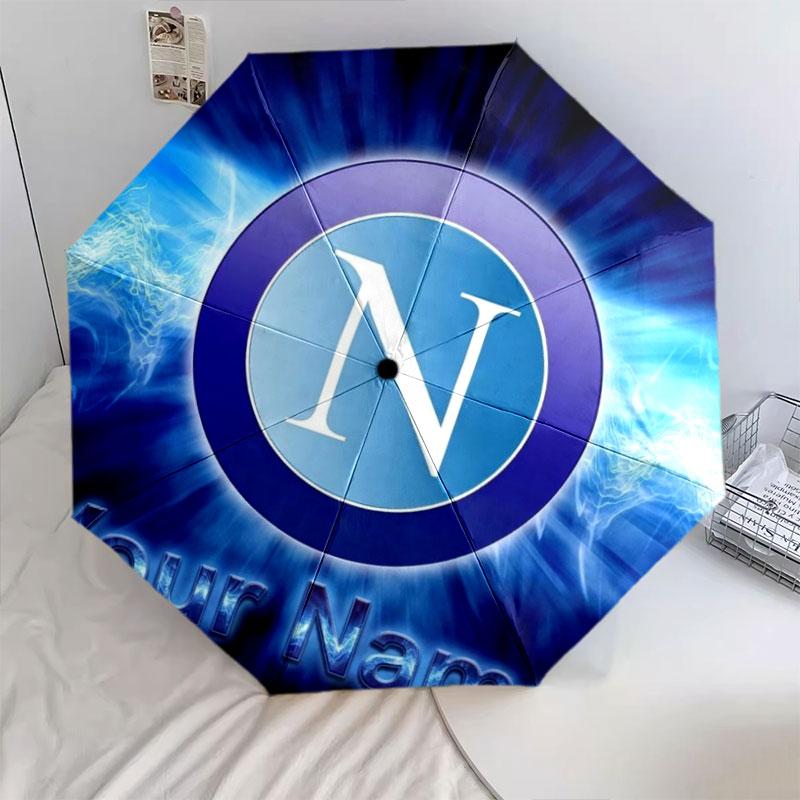 1 PC Automatic Folding Umbrella - SSC Napoli Custom Name Pattern, Portable & Foldable Design with 8 Ribs, Christmas Birthday Gifts