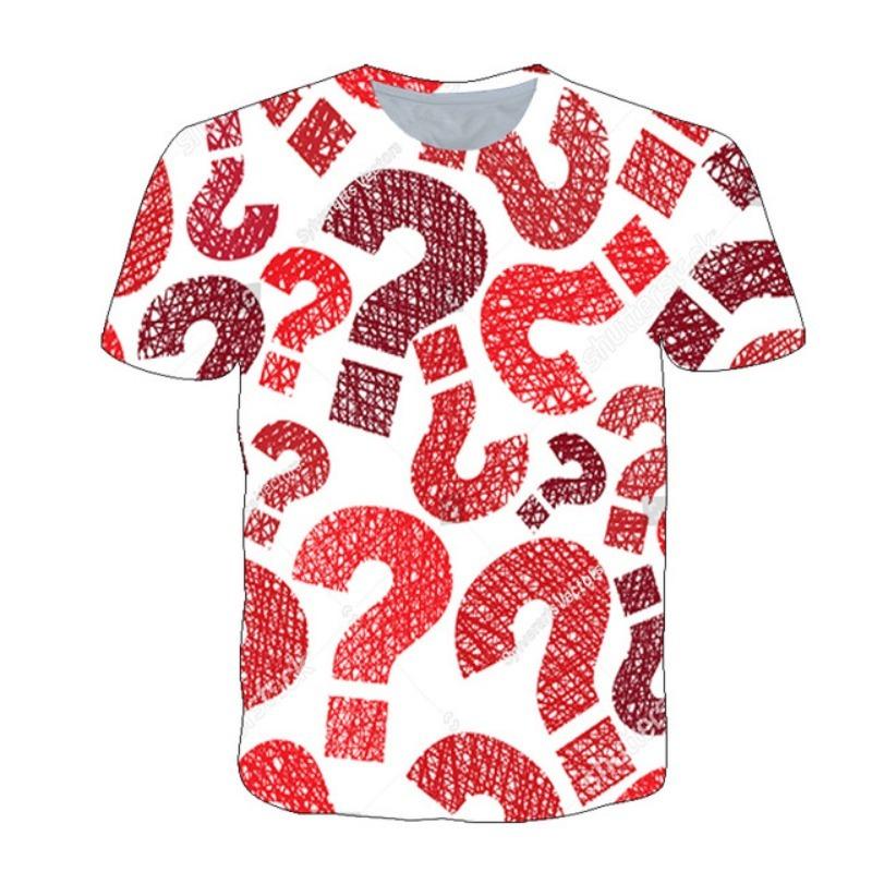 

Red Line Question Mark Pattern 3D Digital Printed Short Sleeved T-shirt for Men Women Shirt S