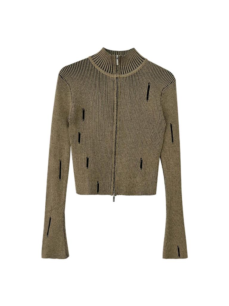 Vintage Zipper Strickjacke Frauen Y2k Ästhetischen Grunge Pullover Jacken Weibliche Harajuku Dünne Gestrickte Mäntel Femme C-246