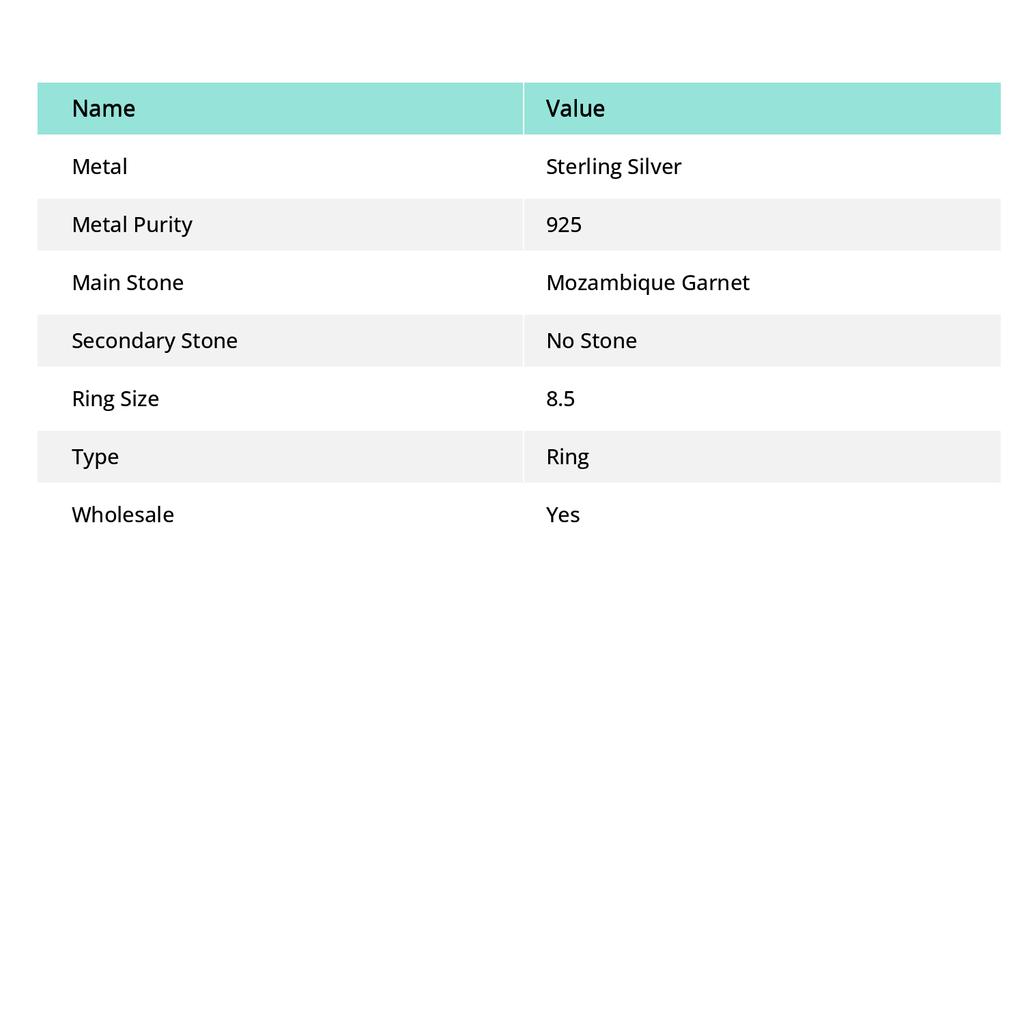 Natural Mozambique Garnet 925 Sterling Silver Jewelry Ring Size 8.5 C4n88