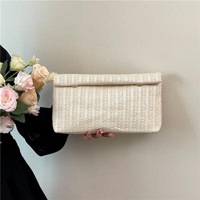 Summer New Straw Woven Clutch Bag Simple Beach Wind Women's Bag Wind Envelope Bag High-end Woven Small Square Bag
