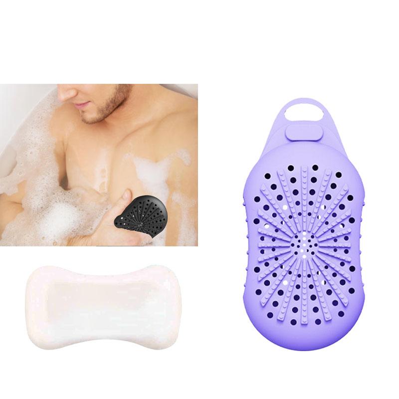 Silikon Seifensäckchen Sparsäckchen mit Kordel zum Peelen Duschschrubber Bademassage Doppelseitiges Texturdesign Badewaschen