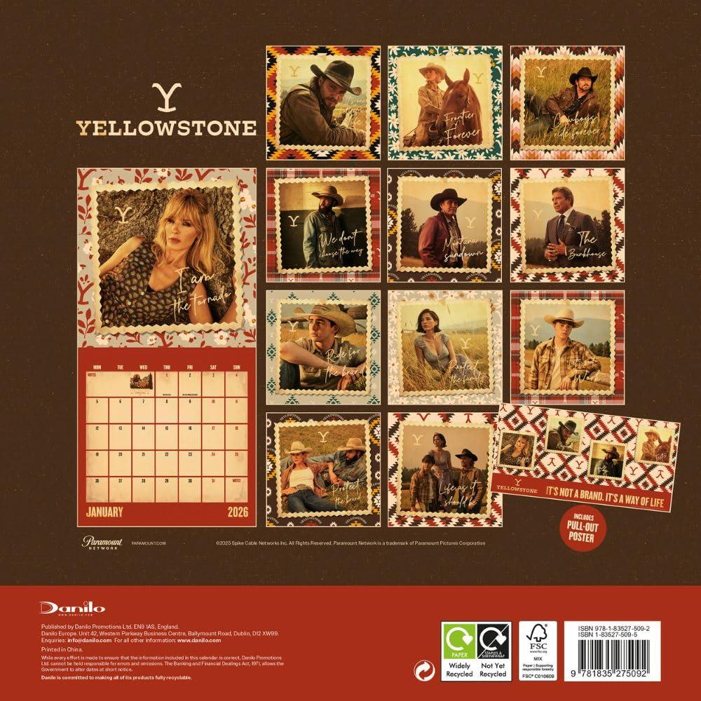 Yellowstone 2026 Square Wall Calendar