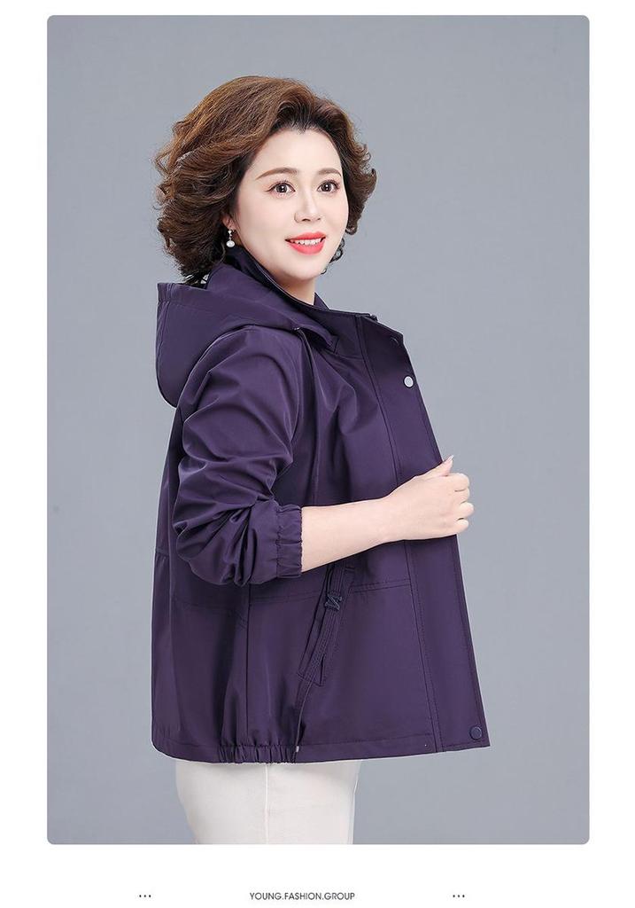 2026 Stylish Plus-Size Spring/Autumn Windbreaker for Middle-Aged and Elderly Women