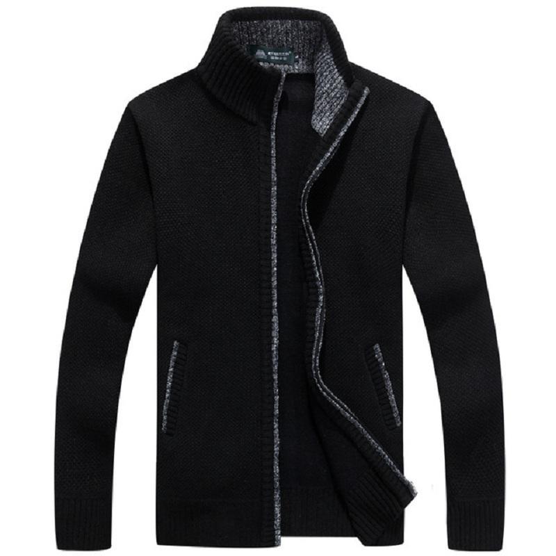 Cappotto Maglione Lavorato a Maglia Invernale Spesso da Uomo Cardigan Manica Lunga Pile Zip Intera Maschile Casual Taglie Forti Abbigliamento per Autunno