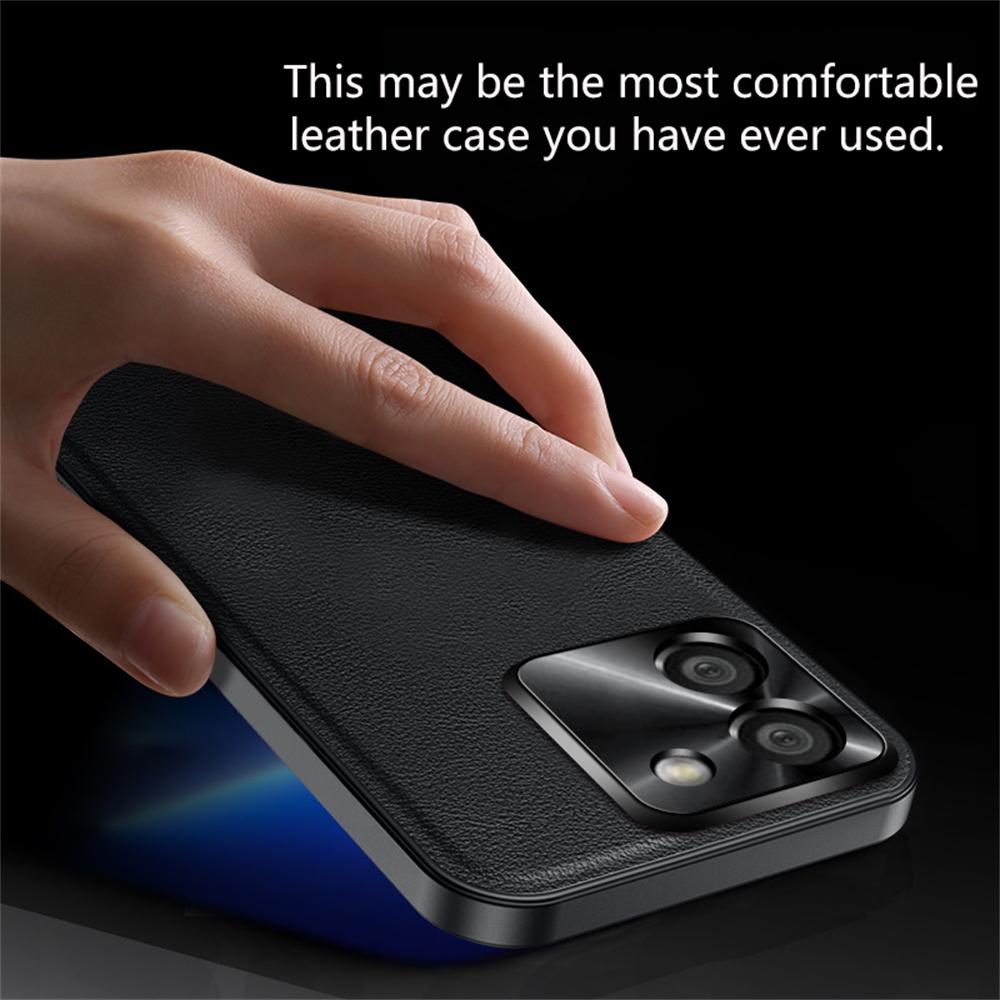 Pro Xiaomi Poco M7 Pro 5G Pouzdro PU+TPU+PC Kryt zadní strany telefonu s kovovým rámečkem objektivu