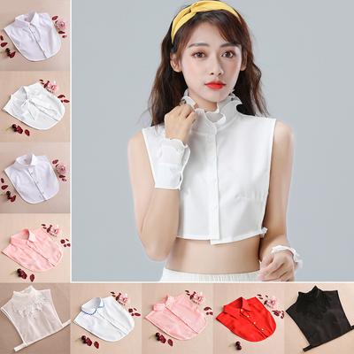 Frauen Vintage Abnehmbarer Kragen Baumwolle Hemd Gefälschte Kragen Falsche Krawatte Spitze Revers Bluse Top Neue