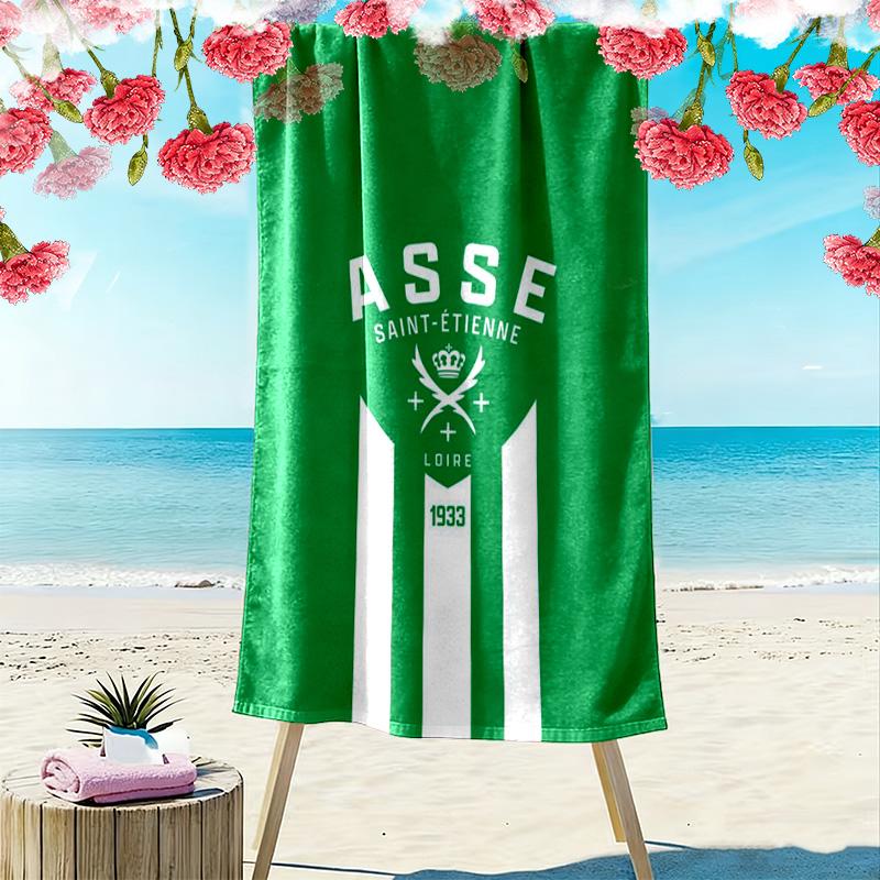 AS Saint-Étienne Print Beach Towel, Large Soft Quick Dry Towel for Beach Camping Swimming
