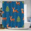 Christmas Tree Deer Print Shower Curtain Waterproof Bathroom Decor Blue Green Red Colorful Christmas Festive Christmas Decoratio