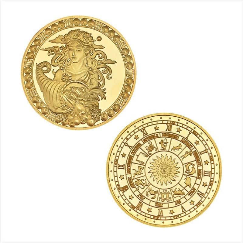 Twelve Constellation Commemorative Coins Gift Box Metal Craft Gift Box Badge