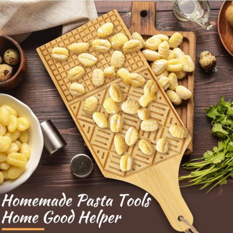 1 Set Bamboo Pasta Making Tools Gnocchi Board Dough Sheeter Kitchen Noodle Maker Shaper Bamboo Chopping Board For Home Use