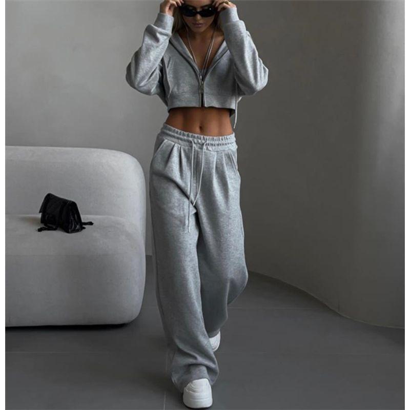 

INS Модная спортивная одежда Толстовка Брюки Костюм Женский Худи Брюки Спортивный костюм Женский Grey S