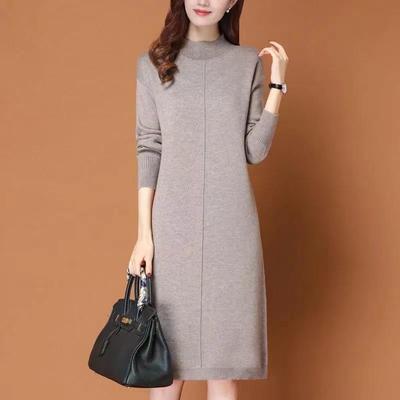 סוודר סוודר עם צווארון גולף סוודר נשים סוודר סתיו וחורף חדש מעל הברך באורך בינוני סוודר סוודר חולצות נשיות