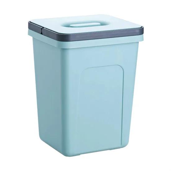 

Thickened Large Plastic Trash Can - Square with Lid, Waterproof for Living Room, Bathroom & Kitchen mx9171737 морская волна