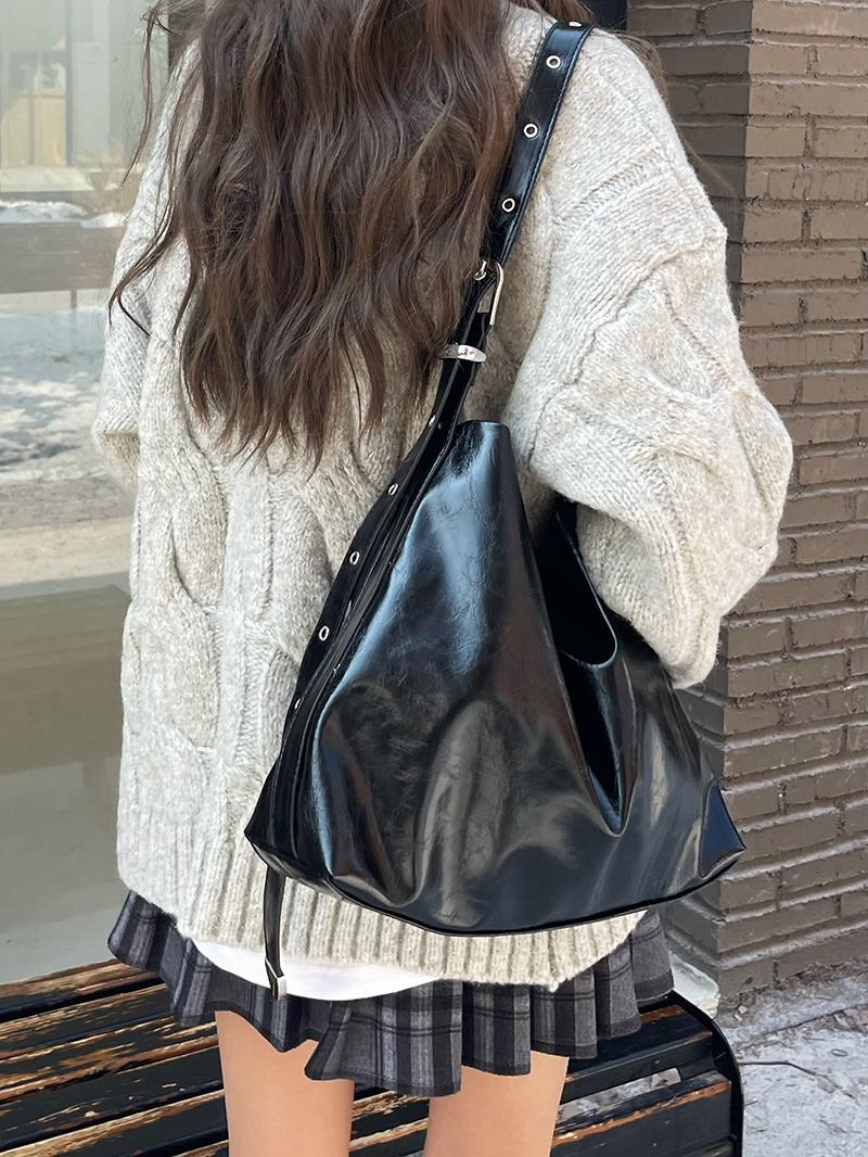 

Sweet Cool Large Capacity Pu Ladies Messenger Bag Simple Solid Color Women s Shoulder Bags Fashi Retro Female Handbags Purse чёрный