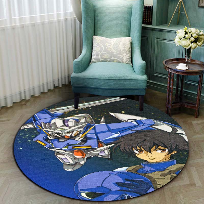 Mobile Suit Gundam cartoon round rug can be used to decorate living rooms, bedrooms, sofas, and game rooms; non-slip rug.66