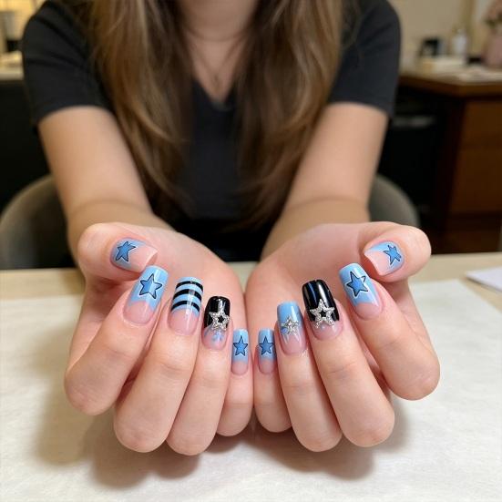 24Pcs/Set FALSE Nails Dot Striped Gradient Nails Cover Medium FALSE Print Full Quick Style Change