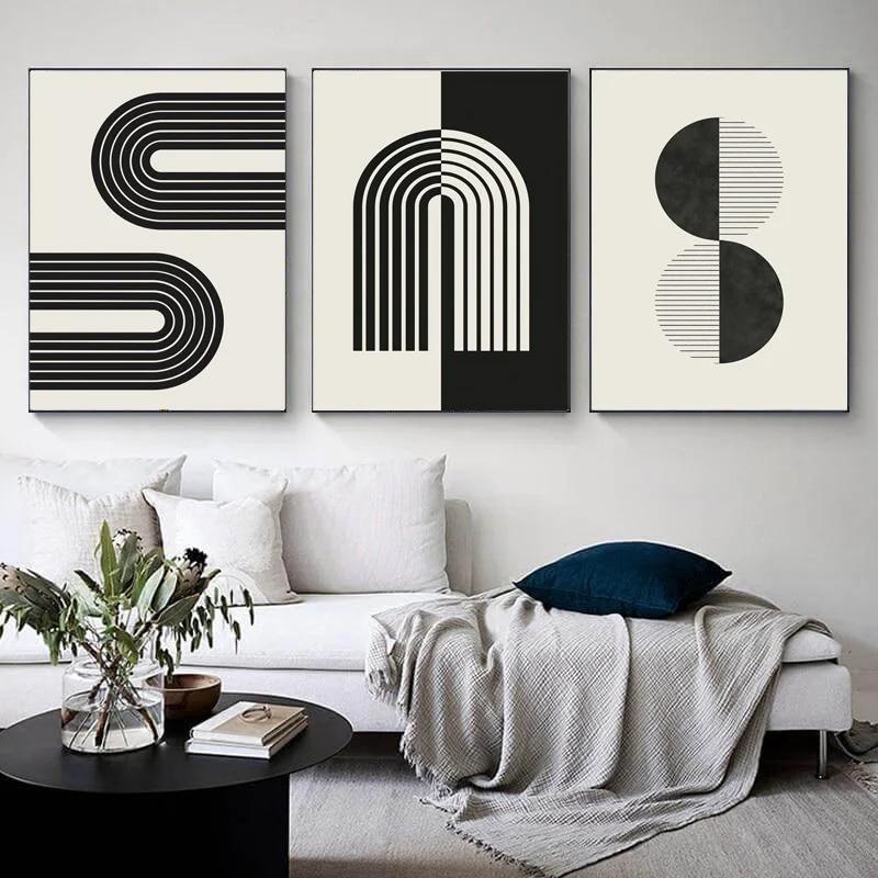 Moderne Abstrakte Formen Geometrische Kunst Schwarze Linie Leinwandmalerei Nordische Poster Und Drucke Wandbilder Für Wohnzimmer Dekor