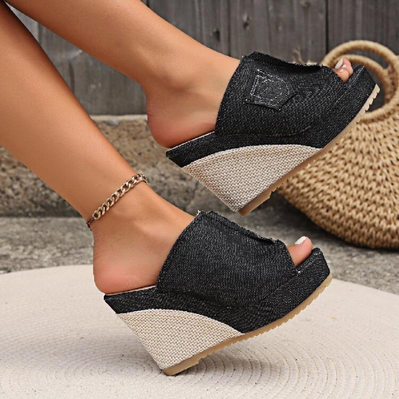 Fashion Women Sandals Summer Chunky Platform Mules Sandals Woman Brand Designer Wedges Slippers Women Plus Size High Heels Beach Shoes