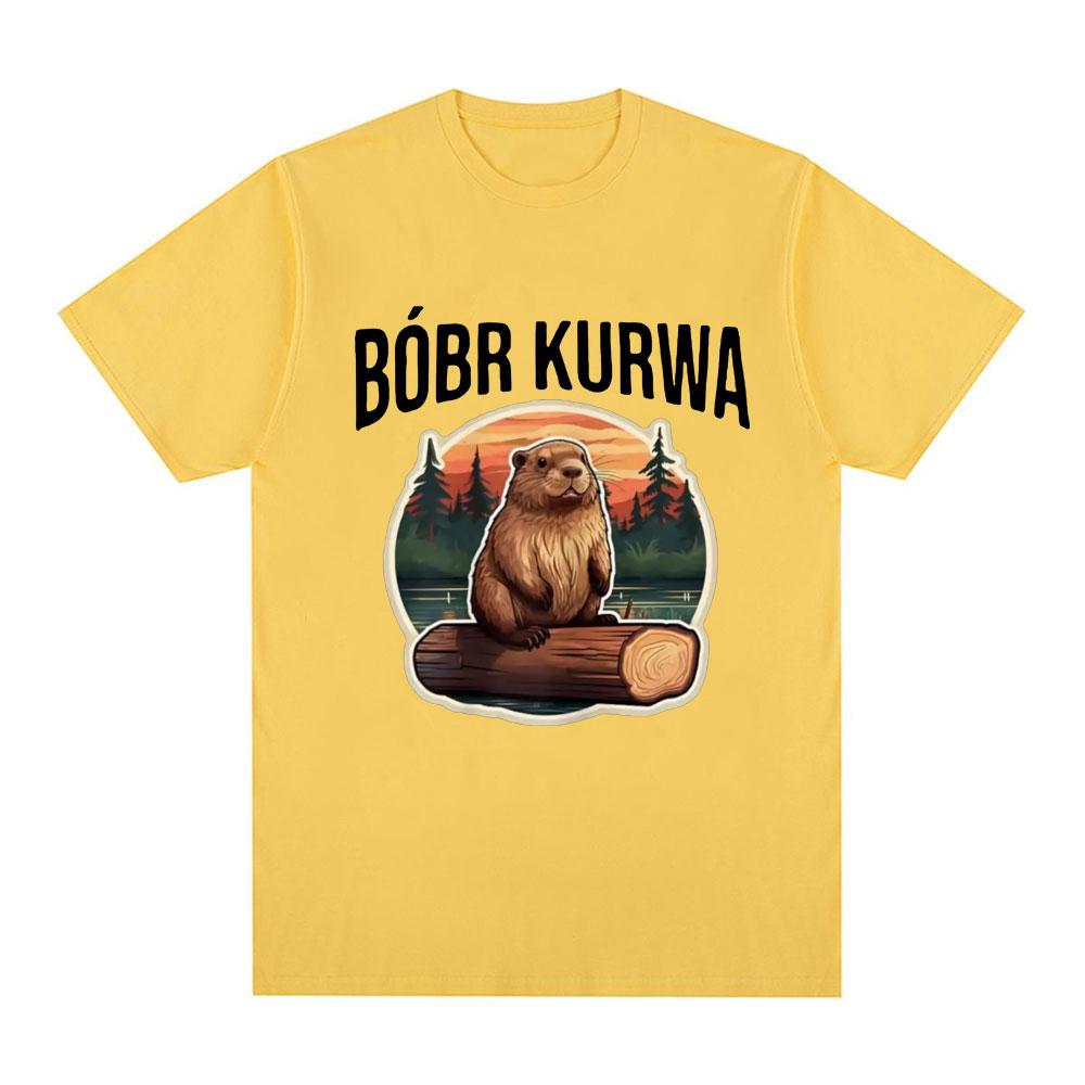 Bober Kurwa Bobr T-shirt Funny Meme Graphic Men's Women Fashion Hip Hop Short Sleeve Loose T-shirts 100% Cotton Comfort T Shirt