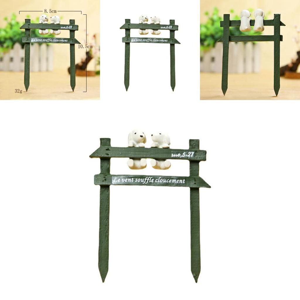 Creative Fence White Dog Scene Mini Model Ornament For Home Garden And Event Gifts