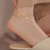 Trendy Double Layer Titanium Steel Love Heart Anklet Gold Versatile Foot Jewelry Set