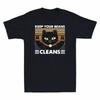 Short Your Cotton Retro Vintage Cat T Sleeve Shirt Funny Cleans Shirt Keep Beans