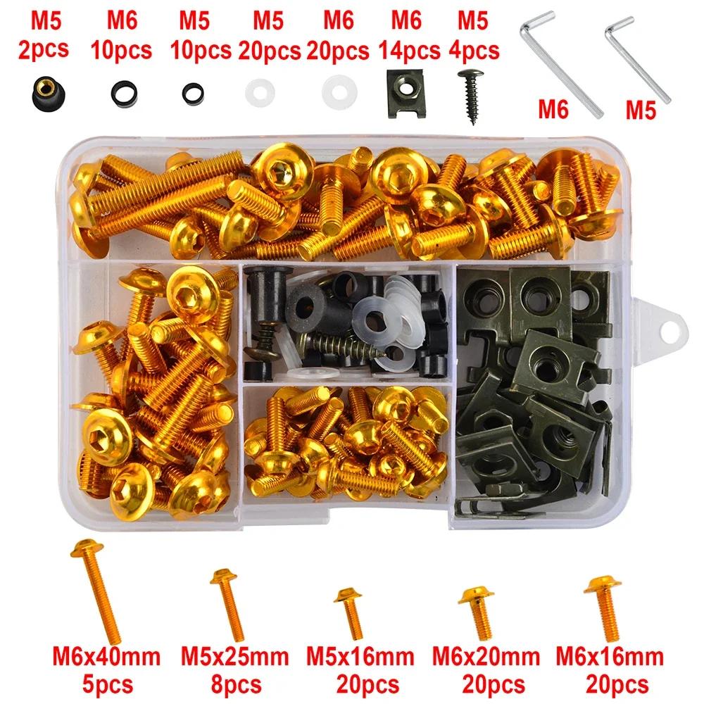 

155PCS Fairing Bolt Kit Body Screws For Yamaha YZF 600 R6 R1 R6S R3 YZF600 YZF600R FZ6/R Motorcycle Fairing Bolt Screw Nut Kits Gold-155pcs