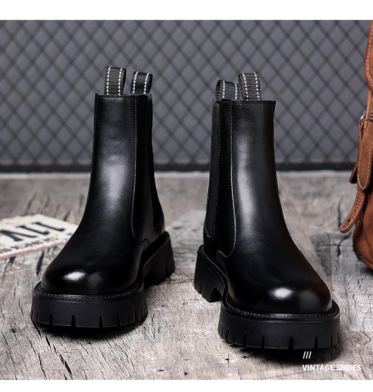 Pánské kotníkové boty Martin z pravé kůže - Britský styl, silná podrážka, zvýšení výšky o 8 cm