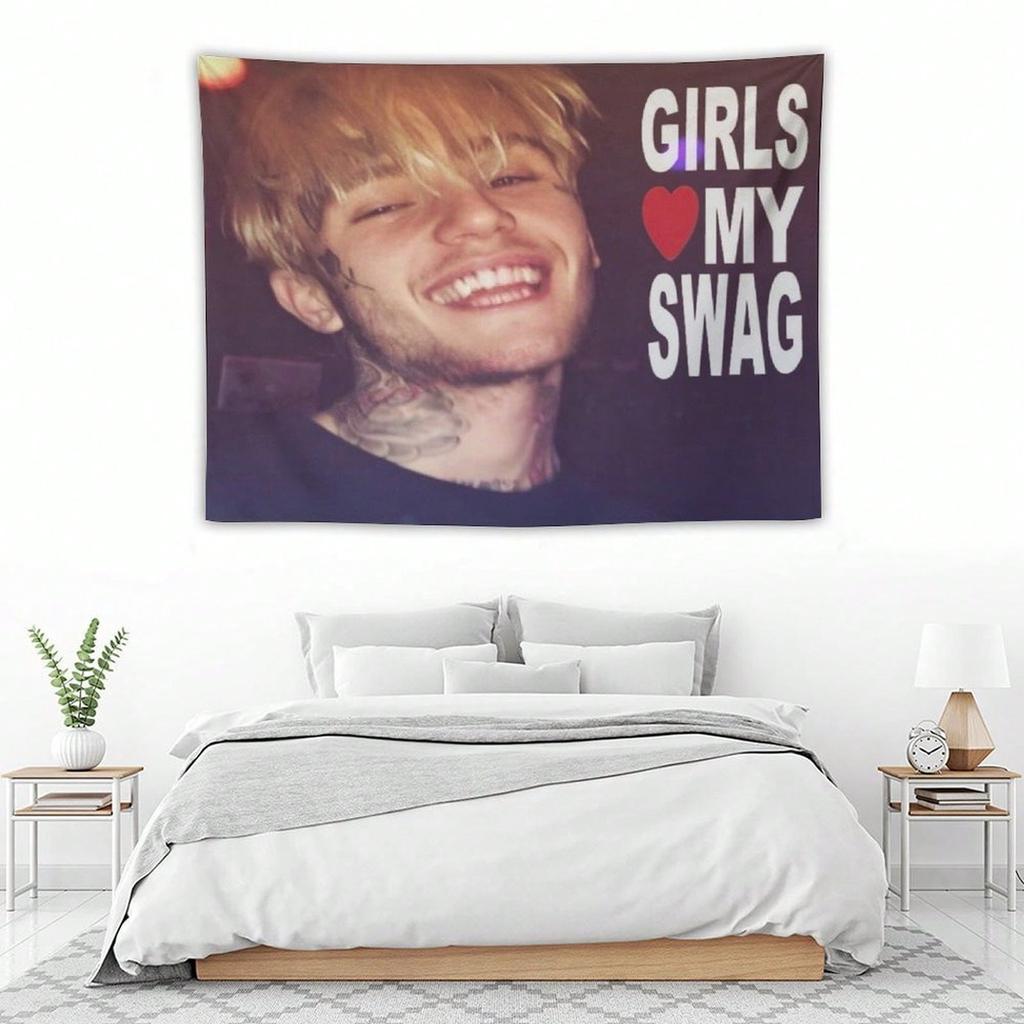 Lil Peep Rapper Tapestry Multiple Sizes HD Print Music Artist Portrait Soft Polyester Dorm Bedroom Living Room Wall Decor Fans