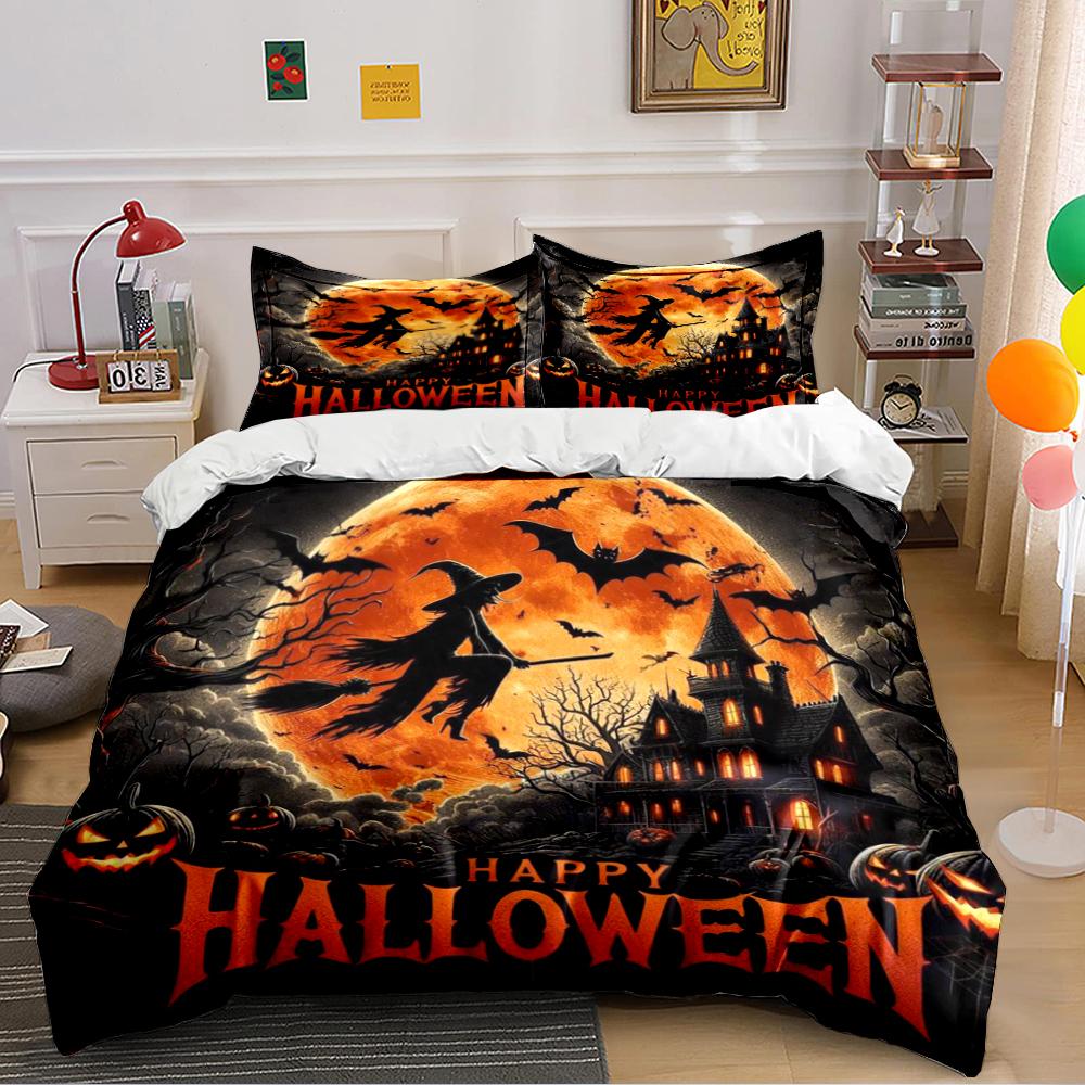 Halloween Themed Bedding Set Bedding set (1 duvet cover, 2 pillowcases, duvet not included)