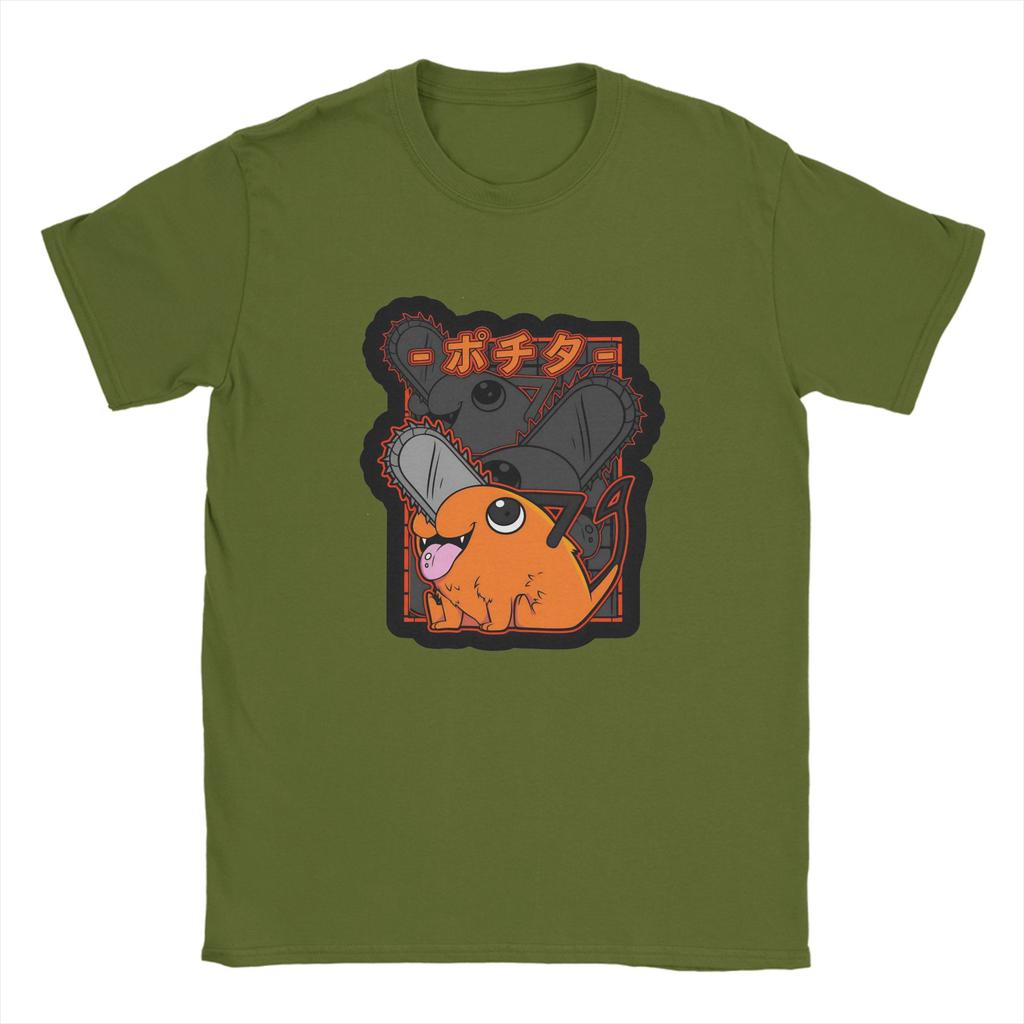 Kettensägenmann Pochita T-Shirt Harajuku T-Shirts Kurzarm Y2K Lustige Oberteile Sommer 100% Baumwolle Rundhals Oversize Kleidung