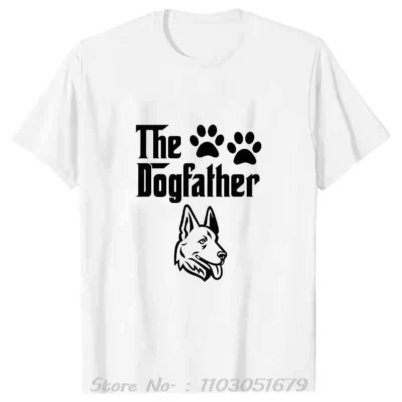 The Dogfather Funny Oversized Tshirt Dog Dad Mens Clothing German Shepherd Dad Male Fitness T Shirt Summer Cotton Tshirt