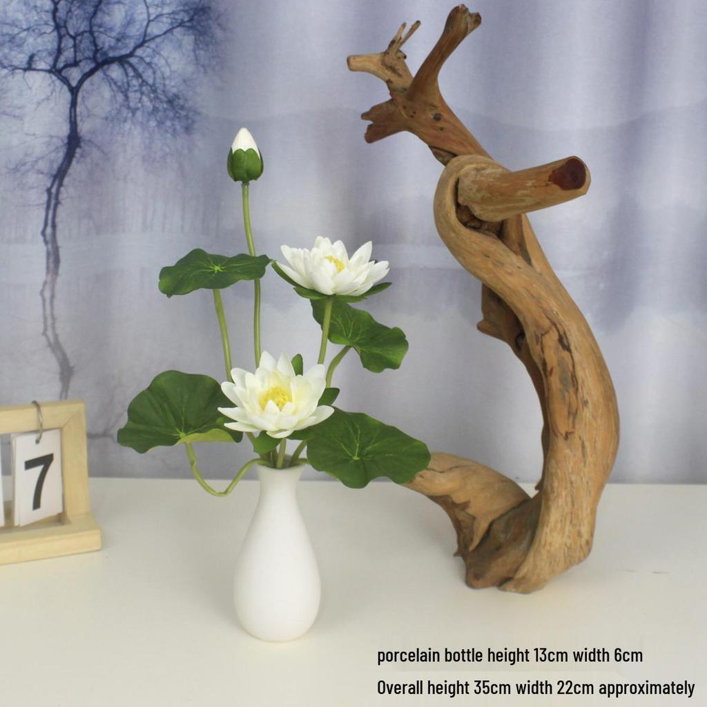 Artificial Silk Lotus Flower Ornament for Buddha Altar - Decorative Bonsai Guanyin Flower