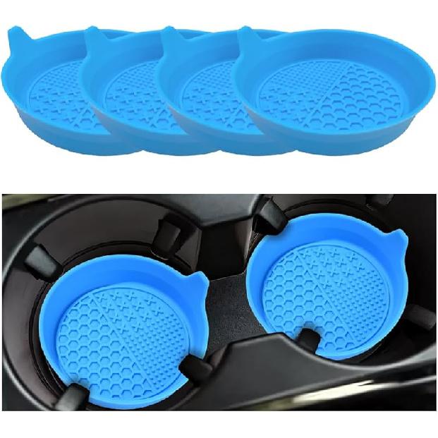 Mandark 4PCS Car Cup Holder Coaster, Silicone Anti-Slip Vehicle Ert Water Bottle Mat, Automotive Interior Ulation Drink Cup Pad Decor Accessories,