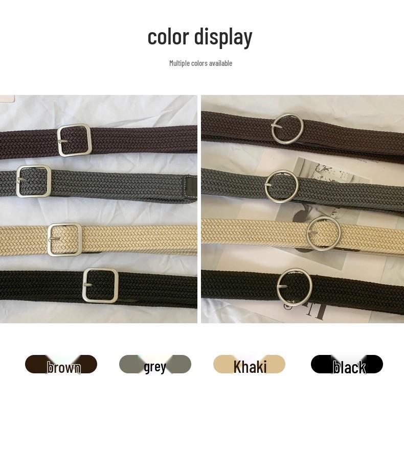 Unisex Korean Style Canvas Belt with Elastic Waistband and Pin Buckle