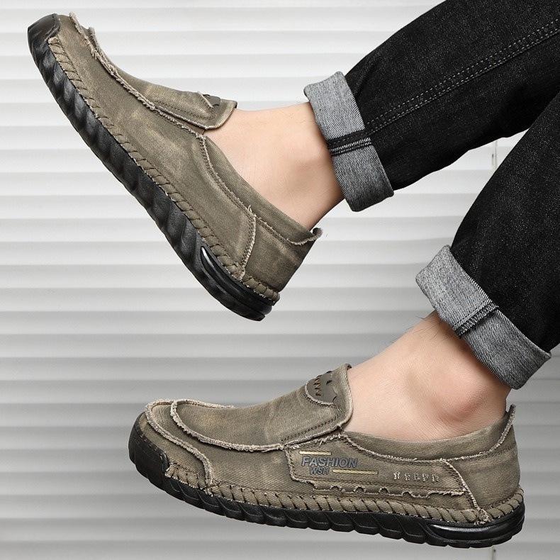 Men's Slip-On Soft Sole Breathable Shoes, Large Size, Spring/Autumn Style, Old Beijing Cloth, Beef Tendon Sole, Dad Driving Shoes