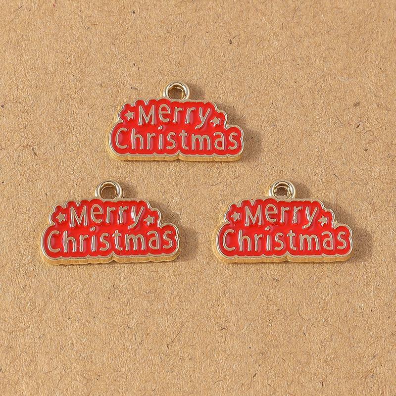 10pcs Enamel Christmas Tree Snowman Pendant Charms for Jewelry Making Christmas Earrings Necklaces DIY Accessories Supplies
