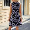 Women's Summer Dresses Loose Fit Printed V Neck Sleeveless Sundresses Beach Hawaiian Dress With Pockets