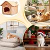 Katzenbetthöhle Waschbar Warm mit Abnehmbarem Kissen Winter Indoor Katzenhaus Kätzchenbett für Welpen Kleinen Hund Haustier Schlafzimmer Wohnzimmer